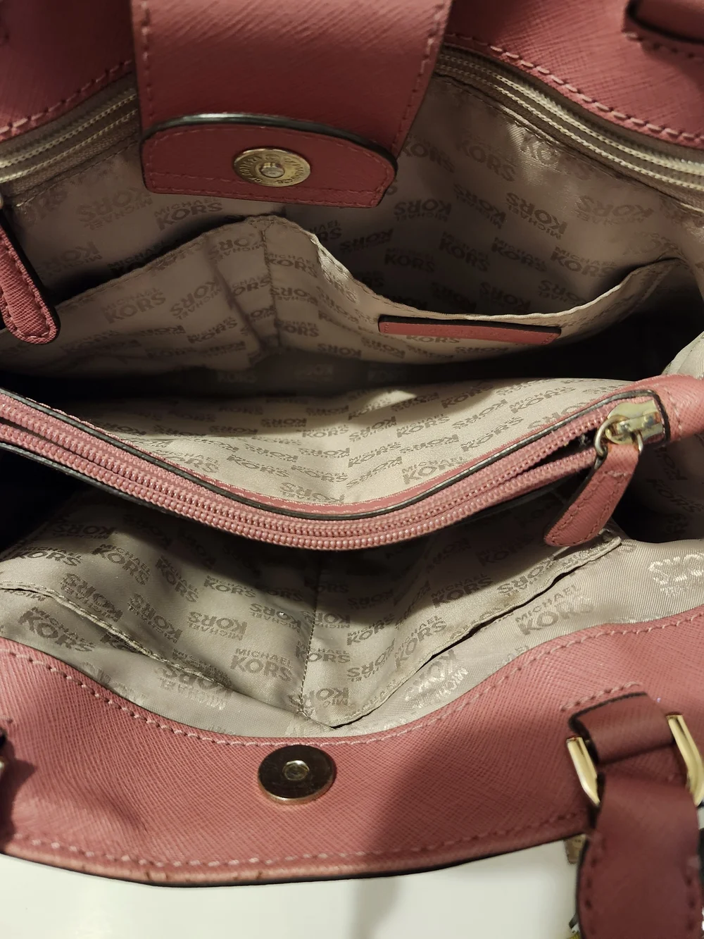 Michael Kors Blush Pink and Brown Top-Handle Satchel